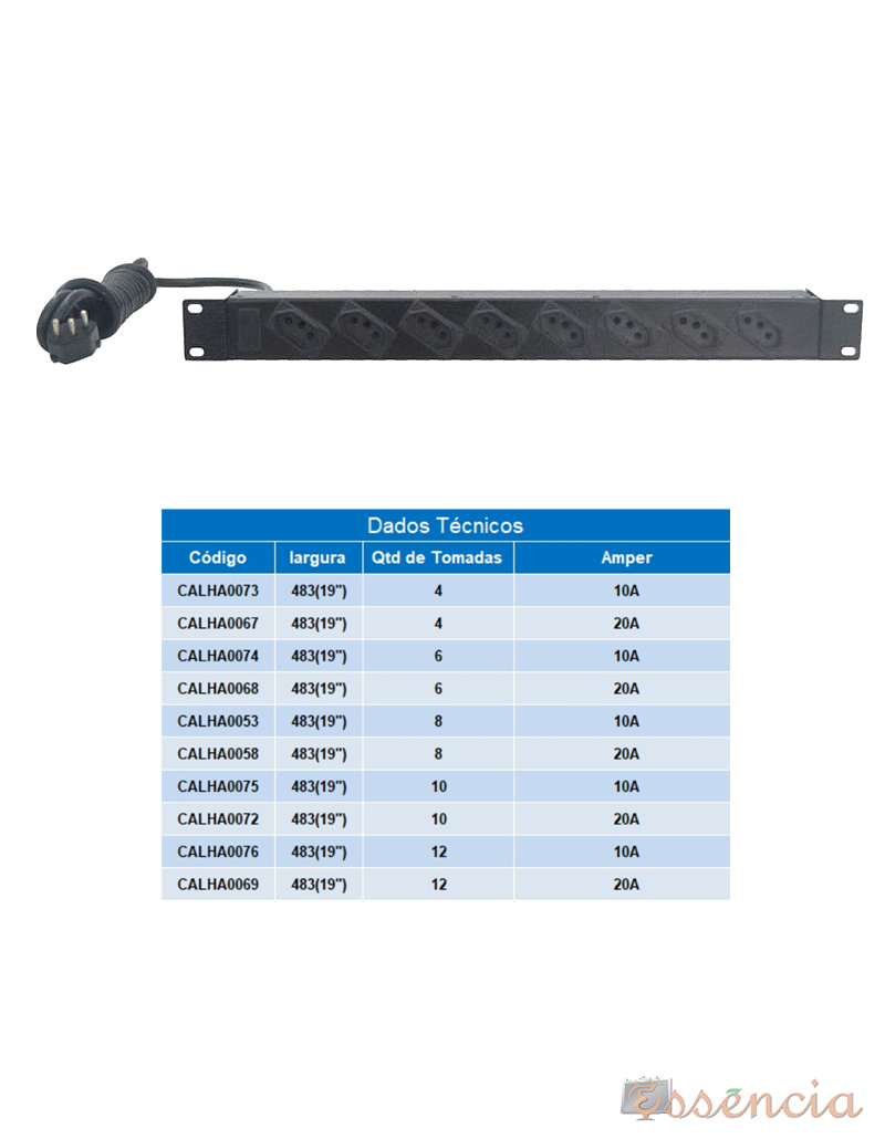 Calha de Tomadas Com Fusível WJ Moreira